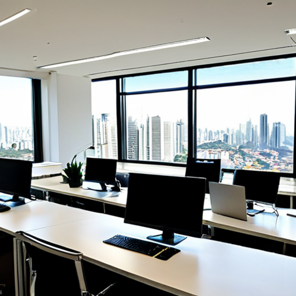 기술 재교육 프로그램을 위한 데이터 기반 의사결정 - Modern Office Environment**
"A bright, open-plan office space in São Paulo, Brazil, during the day....