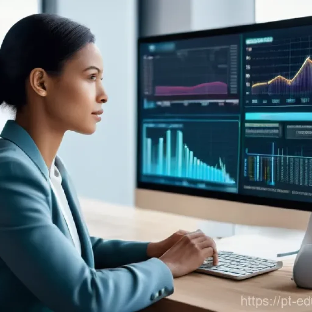 기술 재교육 프로그램의 글로벌 동향 - **Prompt 1: AI-Powered Professional in a Modern Workspace**
"A female professional, mid-30s, wit...