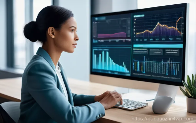 기술 재교육 프로그램의 글로벌 동향 - **Prompt 1: AI-Powered Professional in a Modern Workspace**
"A female professional, mid-30s, wit...