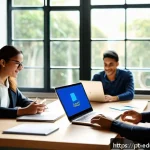 Home 22 기술 재교육 프로그램의 비즈니스 모델 혁신 - A diverse group of Brazilian professionals engaged in an interactive online learning session, featur...