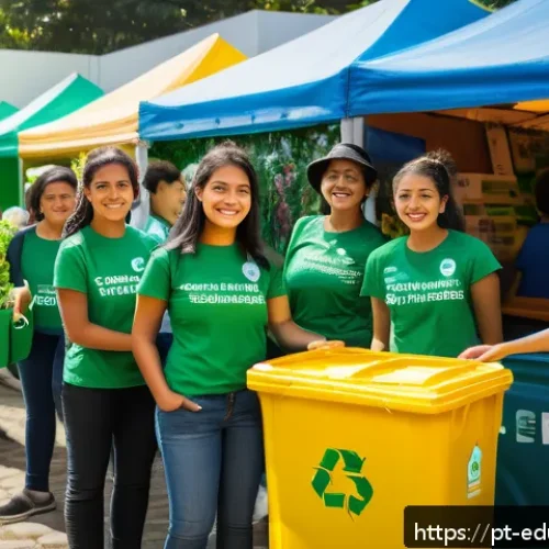 Home 31 기술 재교육 프로그램 운영을 위한 필수 도구 - A vibrant community recycling event in a Brazilian neighborhood featuring diverse groups of people—f...